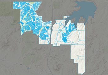 City boundary map with roads