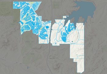 City boundary map with roads