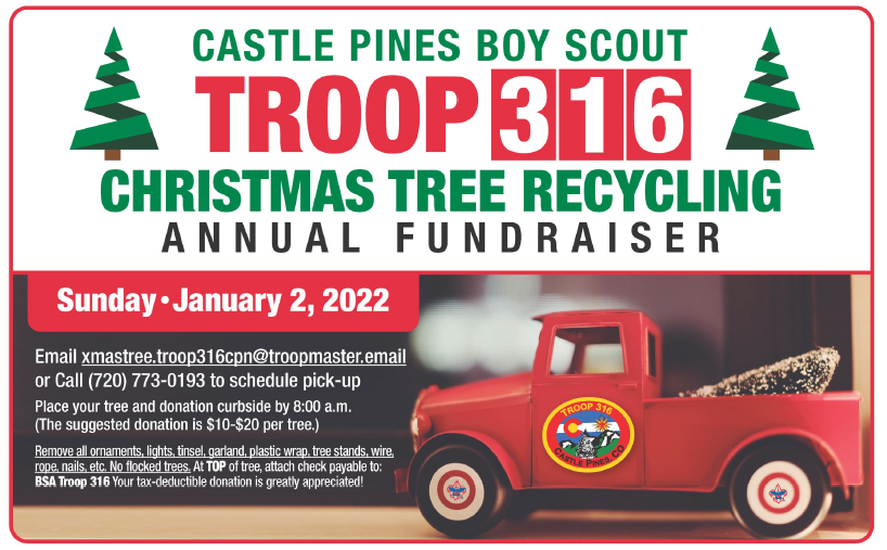 Troop 20 Boy Scouts Christmas Tree Removal 2022 Christmas Tree Recycling - City Of Castle Pines