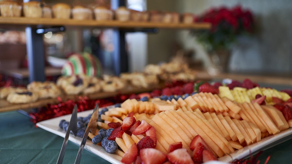 Food spread sitting on a table.