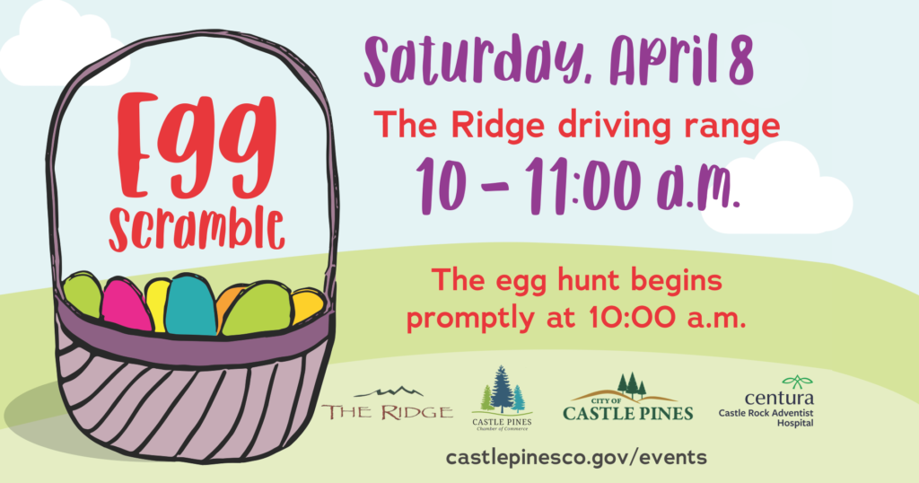 The egg hunt begins at 10 a.m. on Saturday, April 8 at The Ridge driving range. 