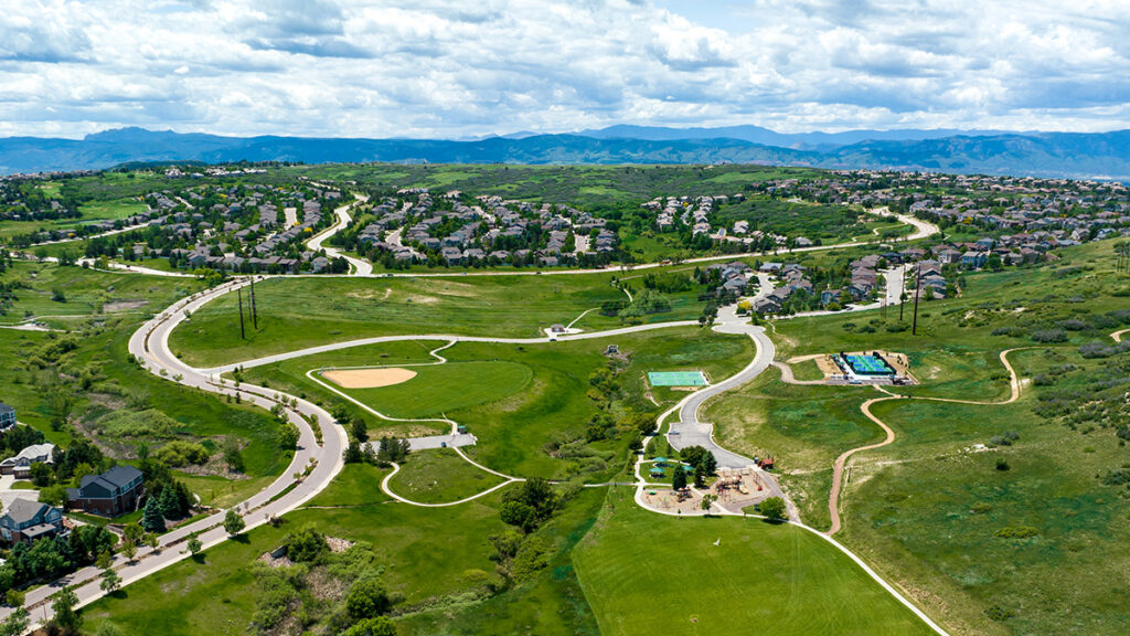 An aerial image of Coyote Ridge Park and the surrounding neighborhoods.