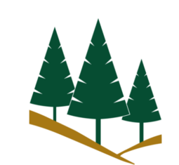 Three pine trees with golden lines beneath them. This is the City of Castle Pines logo.