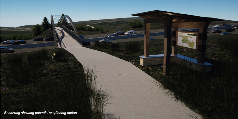 A rendering of a potential concept of a bicycle and pedestrian bridge over I-25.