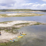 Paddle boarders recreating at Rueter-Hess Reservoir.