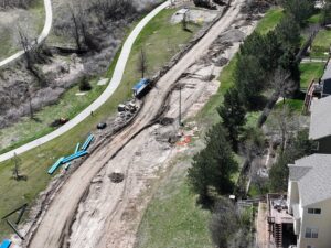 Crews work on the reconstruction of Monarch Boulevard.