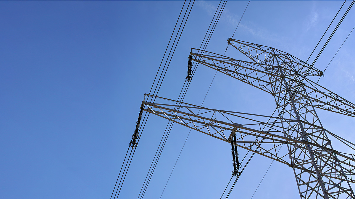 A transmission tower.