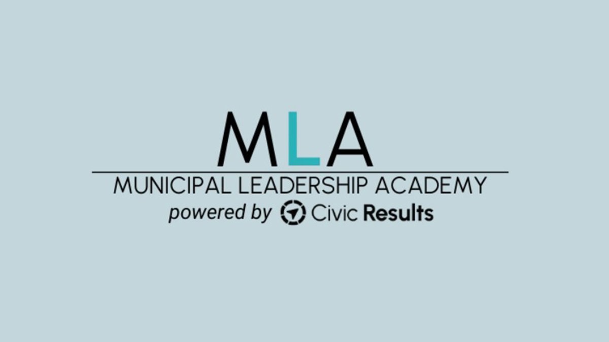 Logo that says MLA Municipal Leadership Academy powered by Civic Results.